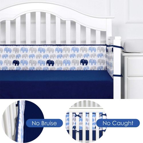  TILLYOU Baby Safe Crib Bumper Pads for Standard Cribs Machine Washable Padded Crib Liner Thick...