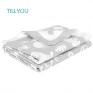 TILLYOU Egyptian Cotton Knit Baby Blanket Toddler Summer Quilt for Boys Girls Breathable Ultra...