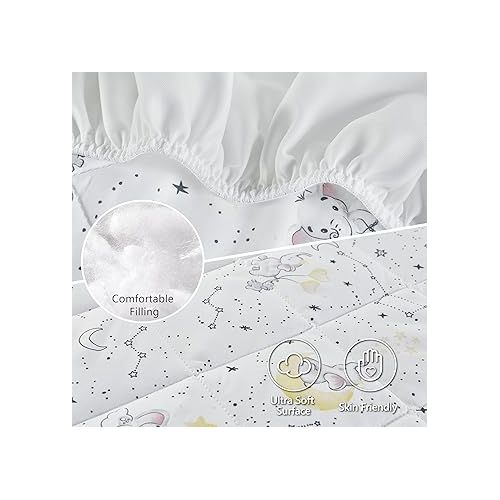  TILLYOU Cloudy Soft Pack N Play Sheets Fitted Quilted, Breathable Thick Play Yard Playpen Sheets, 39