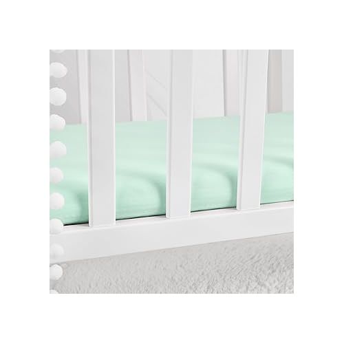 TILLYOU Bassinet Sheets Baby Ultra Soft Fitted for Boys Girls, Fits Oval/Rectangle/Hourglass Mattress，2 Pack Gray and Green