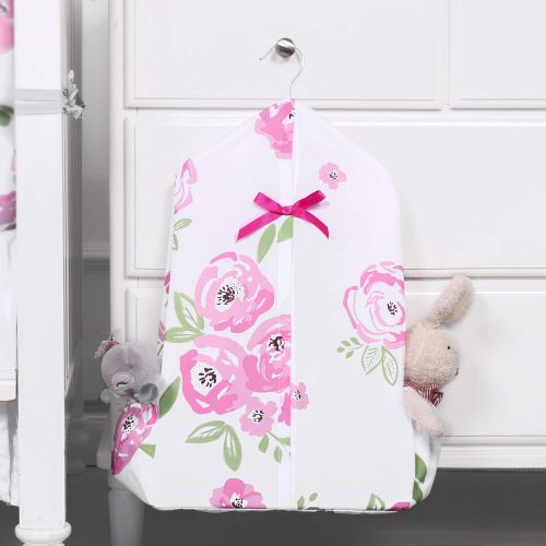  [아마존베스트][Upgraded] TILLYOU 100% Brushed Microfiber Diaper Stacker with Pocket, Nursery Organizer for Cribs, Diaper Storage with Hanger, Pink Rose Flower