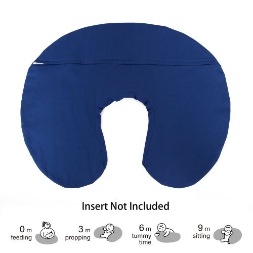  [아마존베스트]TILLYOU Large Zipper Personalized Nursing Pillow Cover for Baby Boys, 100% Cotton Soft Hypoallergenic Feeding Pillow Slipcovers, Safely Fits On Standard Infant Nursing Pillows, Nav