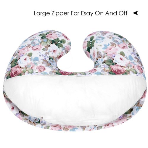  [아마존베스트]TILLYOU Large Zipper Personalized Nursing Pillow Cover, 100% Egyptian Cotton Soft Hypoallergenic Feeding Pillow Slipcovers for Baby Girls Boys, Fits Standard Infant Support Pillows