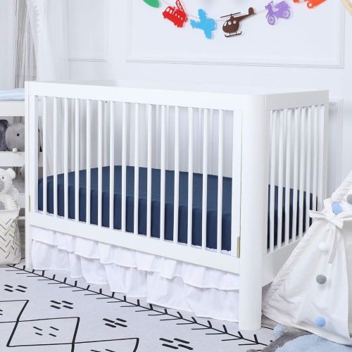  [아마존베스트]TILLYOU Microfiber Silky Soft Crib Sheet Navy, Hypoallergenic Breathable Fitted Toddler...