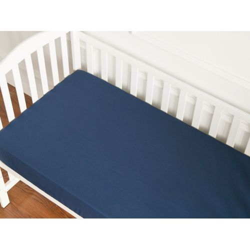  [아마존베스트]TILLYOU Microfiber Silky Soft Crib Sheet Navy, Hypoallergenic Breathable Fitted Toddler...