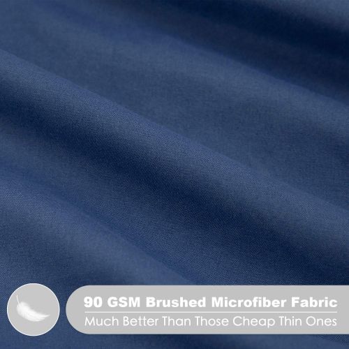  [아마존베스트]TILLYOU Microfiber Silky Soft Crib Sheet Navy, Hypoallergenic Breathable Fitted Toddler...