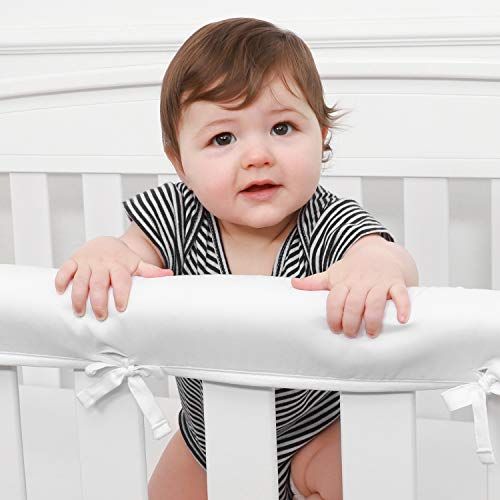  [아마존베스트]TILLYOU 3-Piece Padded Baby Crib Rail Cover Protector Set from Chewing, Safe Teething Guard Wrap for...