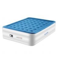 TILVIEW Queen Size Air Mattress, Blow Up Elevated Raised Air Bed Inflatable Airbed with Built-in Electric Pump, Storage Bag and Repair Patches Included, 80 x 60 x 22 Inches, Blue,