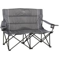 TIMBER RIDGE 2 Person Folding Loveseat Comfortable Double Foldable Camping Chair Folding Lawn chairs for Outside, Grey