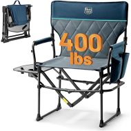 TIMBER RIDGE Heavy Duty Camping Chair with Compact Size, Portable Directors Chair with Side Table and Pocket for Camping, Lawn, Sports and Fishing, Supports Up to 400lbs,Navy