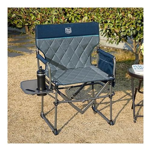  TIMBER RIDGE Heavy Duty Camping Chair with Compact Size, Portable Directors Chair with Side Table and Pocket for Camping, Lawn, Sports and Fishing, Supports Up to 400lbs,Navy
