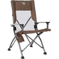 TIMBER RIDGE Aluminum Collapsible High Back Chair with Organizer Cup Holder Headrest Heavy Duty 300 lbs for Adults, Ideal for Outdoor Beach Fishing Lawn, Brown