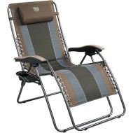 TIMBER RIDGE Outdoor Reclining Patio Padded with Adjustable Headrest and Cup Holder Foldable Zero Gravity Lawn Chair XL for Adults, Support up to 350 LBS, Brown,1 Count