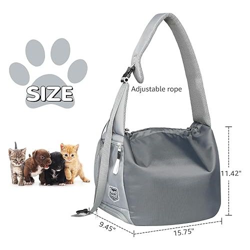  TIMBER RIDGE Dog Sling Dog Carrier with Adjustable Strap & Zipper Pocket Dog Slings for Small Dogs with Removable Pet Pad, Puppy Carrier Sling Bag Carrier for Dogs Cats,(Grey,20lb)