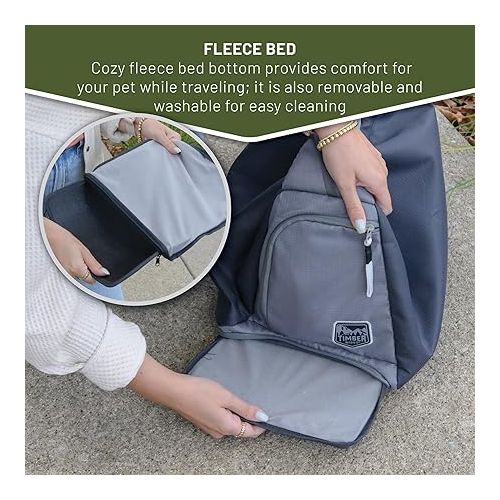  TIMBER RIDGE Dog Sling Dog Carrier with Adjustable Strap & Zipper Pocket Dog Slings for Small Dogs with Removable Pet Pad, Puppy Carrier Sling Bag Carrier for Dogs Cats,(Grey,20lb)