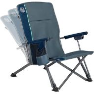 TIMBER RIDGE Folding Low Profile Camping Chair - High Back with 3 Position Adjustable Heavy Duty Beach Chair with 300 lbs Capacity - Carry Bag Cup Holder-Blue