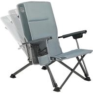 TIMBER RIDGE Folding Low Profile Camping Chair - High Back with 3 Position Adjustable Heavy Duty Beach Chair with 300 lbs Capacity - Carry Bag Cup Holder Grey