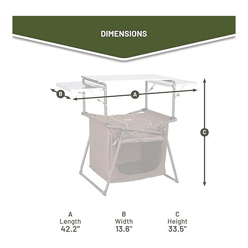  TIMBER RIDGE Outdoor Folding Kitchen Lightweight Portable Aluminum Storage and Carry Bag Camp Cook Station, Foldable Grill Table for BBQ, Picnic, Backyard, Brown