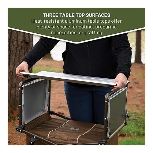  TIMBER RIDGE Outdoor Folding Kitchen Lightweight Portable Aluminum Storage and Carry Bag Camp Cook Station, Foldable Grill Table for BBQ, Picnic, Backyard, Brown