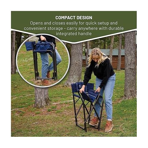  TIMBER RIDGE Heavy Duty Collapsible Camping Adults Foldable Portable Lounge Chair for Outdoor, Lawn, Picnic, Fishing, Supports 300 lbs, Blue (19