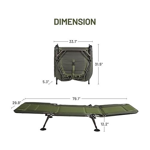  TIMBER RIDGE Folding Camping Cot, Heavy Duty Cot with Comfortable Pad, Portable Travel Camp Cots for Home or Outdoor, Supports 300 LBS, Green