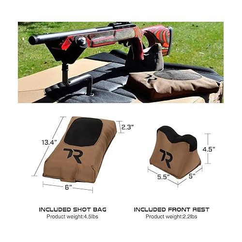  TIMBER RIDGE Magnum Precision Portable Shooting Bench Seat with Table Gun Rest, Shot Bag and Front Rest Included, Steel and Brown, Extra Large