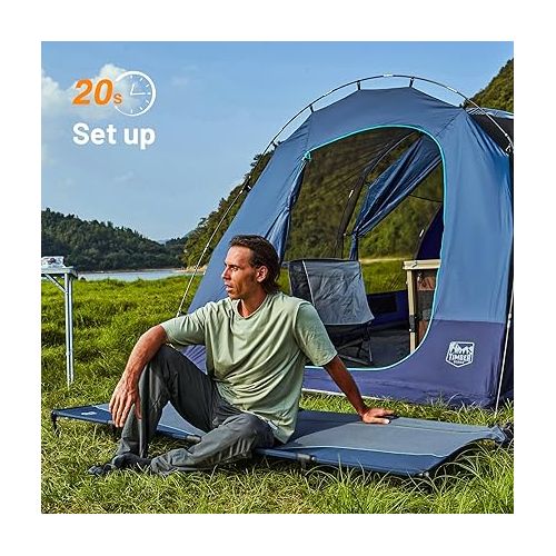  TIMBER RIDGE Lightweight Aluminum Camping Cot, 20-Second Quick Set-Up Folding Cot with Zipper Closure, Portable Carry Bag Included for Camping, Travel and Outdoors, Support up to 225lbs, Navy