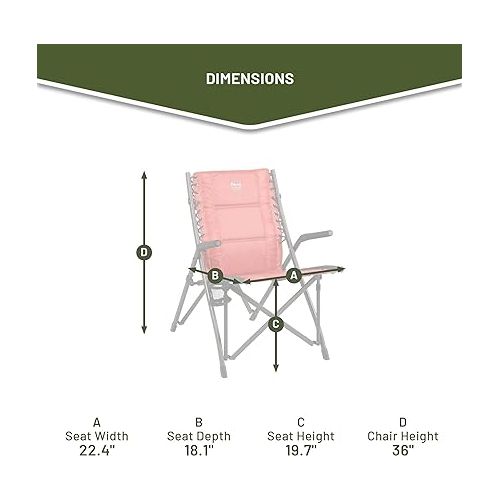  TIMBER RIDGE Heavy Duty Collapsible Padded Armrests Cup Holder Foldable Outdoor Lounge Chairs for Beach, Fishing, Lawn, 22.24