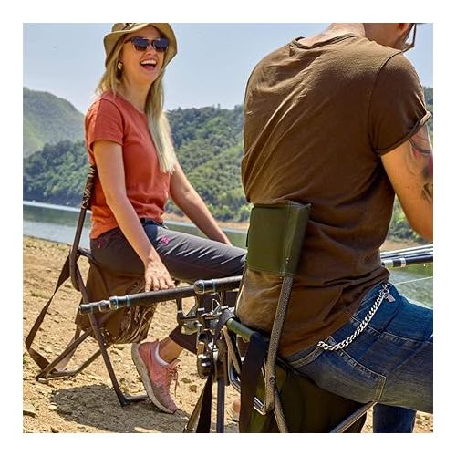  PORTAL Folding Seat, Lightweight Backrest Stool Hunting Fishing Chair with Storage Pocket for Camping, Hiking, Beach, Picnic, Support Up to 225 lbs, Camouflage