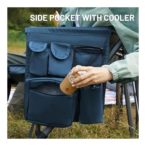  TIMBER RIDGE Oversized Folding Camping Chair High Back Heavy Duty for Adults Support up to 500lbs with Cup Holder, Side Pocket Cooler Bag