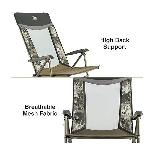  TIMBER RIDGE Portable High Back Rocking Camping Adults Patio Rocker Chair Foldable with Armrest for Lawn, Yard, Indoor, Support up to 300 lbs, Camo