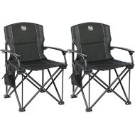 TIMBER RIDGE Folding Camping Chair with Padded Hard Armrest and Cup Holder-for Outdoor, Camp, Fishing, Hiking, Lawn, Including Carry Bag, Aluminum, Black，1 Pack/2 Pack