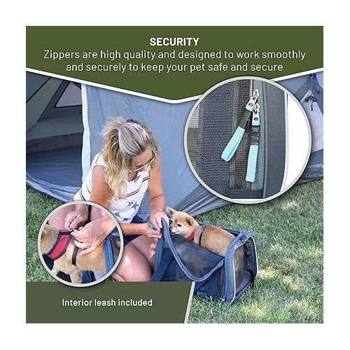  TIMBER RIDGE Airline Ready, TSA Compliant Carrier for Dogs Cats Puppies, 2-Sided Entry with Fleece Bed,Size:15.4