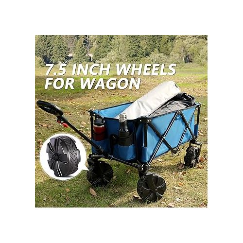  TIMBER RIDGE Replacement Wheel, Plastic Wheels with TPR Tread for Utility Wagon Cart, 7.5