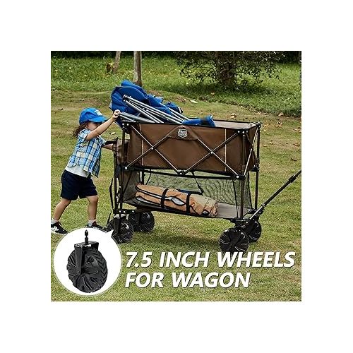  TIMBER RIDGE Replacement Wheel, Plastic Wheels with TPR Tread for Utility Wagon Cart, 7.5