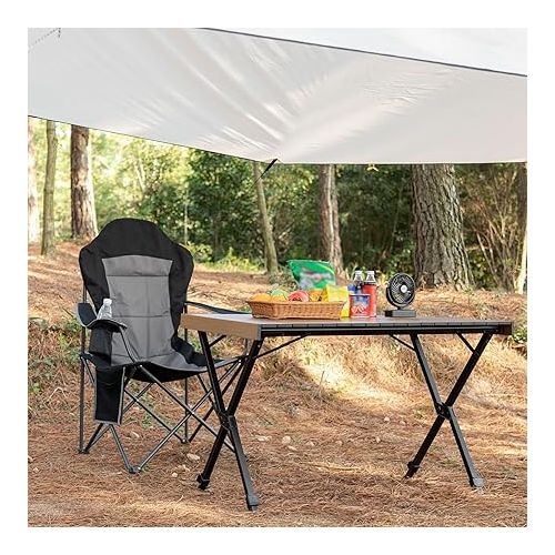  TIMBER RIDGE Folding Camping Table Adjustable Height, 4-6 Person Lightweight Aluminum Roll-up Table for Camping Outdoor Picnic BBQ Backyard Party Support 110lbs