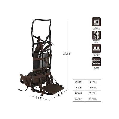  Timber Ridge External Aluminum Frame Hiking Backpacks, Brown, 35.8 x 6.7 x 15.7