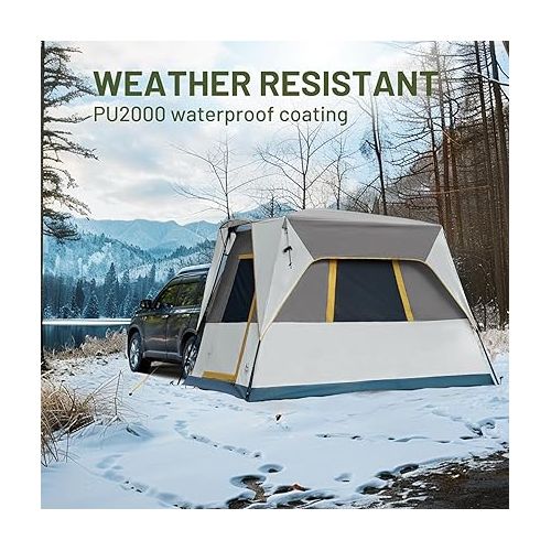  TIMBER RIDGE 5 Person SUV Tent with Movie Screen Weather Resistant Portable for Car SUV Van Camping, Includes Rainfly and Storage Bag, 10' W X 8' L X 7.1' H