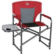 TIMBER RIDGE Lightweight Outdoor Camping Chair, Portable Directors Chair with Side Table for Camping, Lawn, Picnic and Fishing, Supports 300lbs (Red)