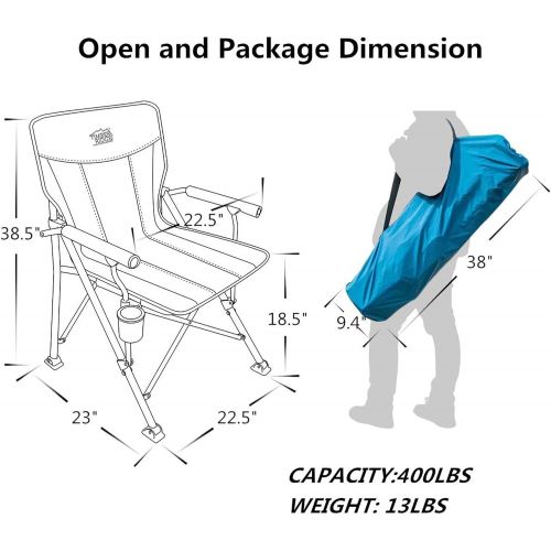  Timber Ridge Camping Chair Ergonomic High Back Support 300lbs with Carry Bag Arm Chair Folding Quad Chair Outdoor Heavy Duty, Padded Armrest, Cup Holder캠핑 의자