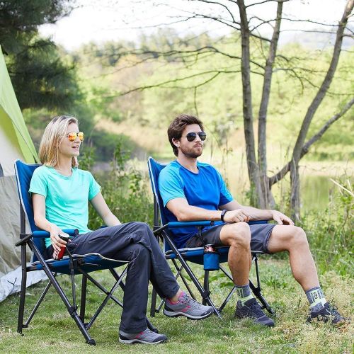  Timber Ridge Camping Chair Ergonomic High Back Support 300lbs with Carry Bag Arm Chair Folding Quad Chair Outdoor Heavy Duty, Padded Armrest, Cup Holder캠핑 의자