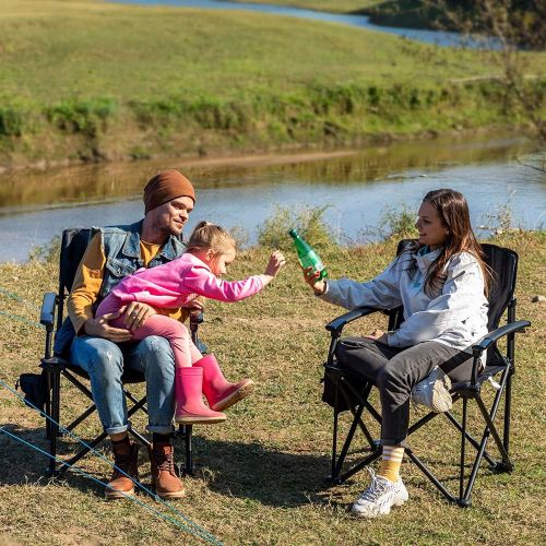  TIMBER RIDGE Aluminum Lightweight Folding Chairs Camping with Hard Armrest, Portable Lawn Chairs with Cup Holder