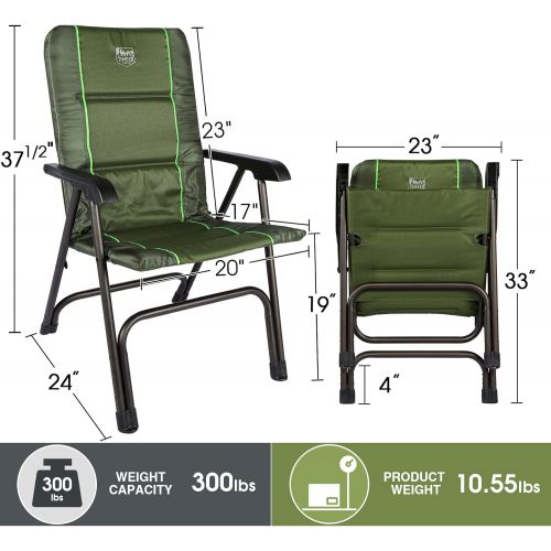  TIMBER RIDGE Portable Full Padded Camping Folding Chair for Outdoor with Carry Bag and High Back, Lightweight Aluminum Frame-Supports up to 300lbs(Green)