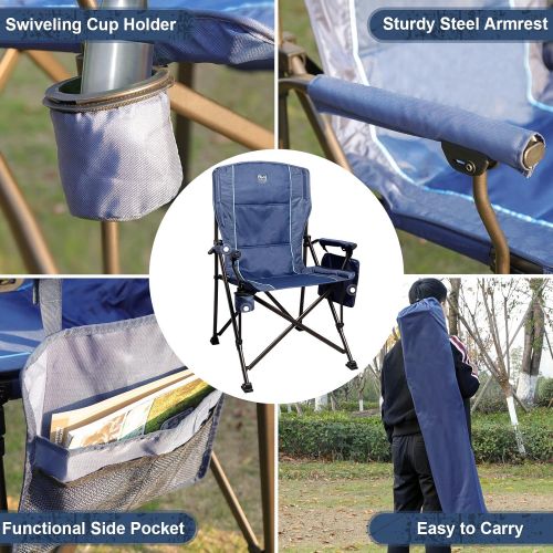  TIMBER RIDGE Oversized Folding Camping Chair High Back Heavy Duty for Adults Support up to 400lbs with Cup Holder, Side Pocket
