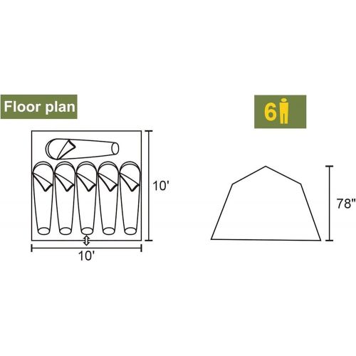  Timber Ridge Camping Tent 6 Person Instant Tent 10x10 Feet Portable Cabin Tent with Rainfly for Family Camping, Traveling, Hiking, Picnicing, Easy Set Up