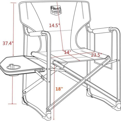  Timber Ridge Portable Lightweight Aluminum Frame Folding Camping Directors Chairs with Side Tables & Cupholders (2 Pack)