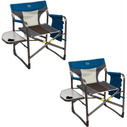  Timber Ridge Portable Lightweight Aluminum Frame Folding Camping Directors Chairs with Side Tables & Cupholders (2 Pack)