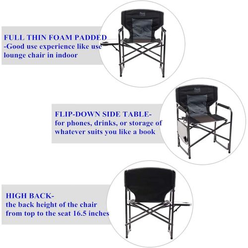  Timber Ridge Directors Chair Folding Aluminum Camping Portable Lightweight Chair Supports 300lbs with Side Table, Outdoor