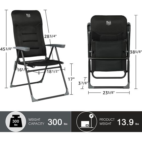  TIMBER RIDGE High Back Folding Camping Chair with 7-Level Adjustable Backrest, Foldable Reclining Patio Chair, Lightweight Aluminum Lawn Chair, Padded Outdoor Chair for Backyard, D