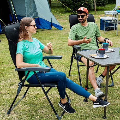  TIMBER RIDGE High Back Folding Camping Chair with 7-Level Adjustable Backrest, Foldable Reclining Patio Chair, Lightweight Aluminum Lawn Chair, Padded Outdoor Chair for Backyard, D